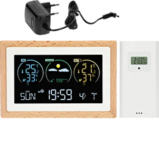 Wetterstation (RCC, DCF) – elektronisch, kabellos, mit Hintergrundbeleuchtung, Sensor, weiß