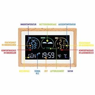 Wetterstation (RCC, DCF) – elektronisch, kabellos, mit Hintergrundbeleuchtung, Sensor, weiß – photo 8