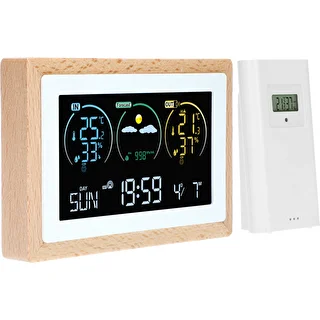 Wetterstation (RCC, DCF) – elektronisch, kabellos, mit Hintergrundbeleuchtung, Sensor, weiß – photo 2
