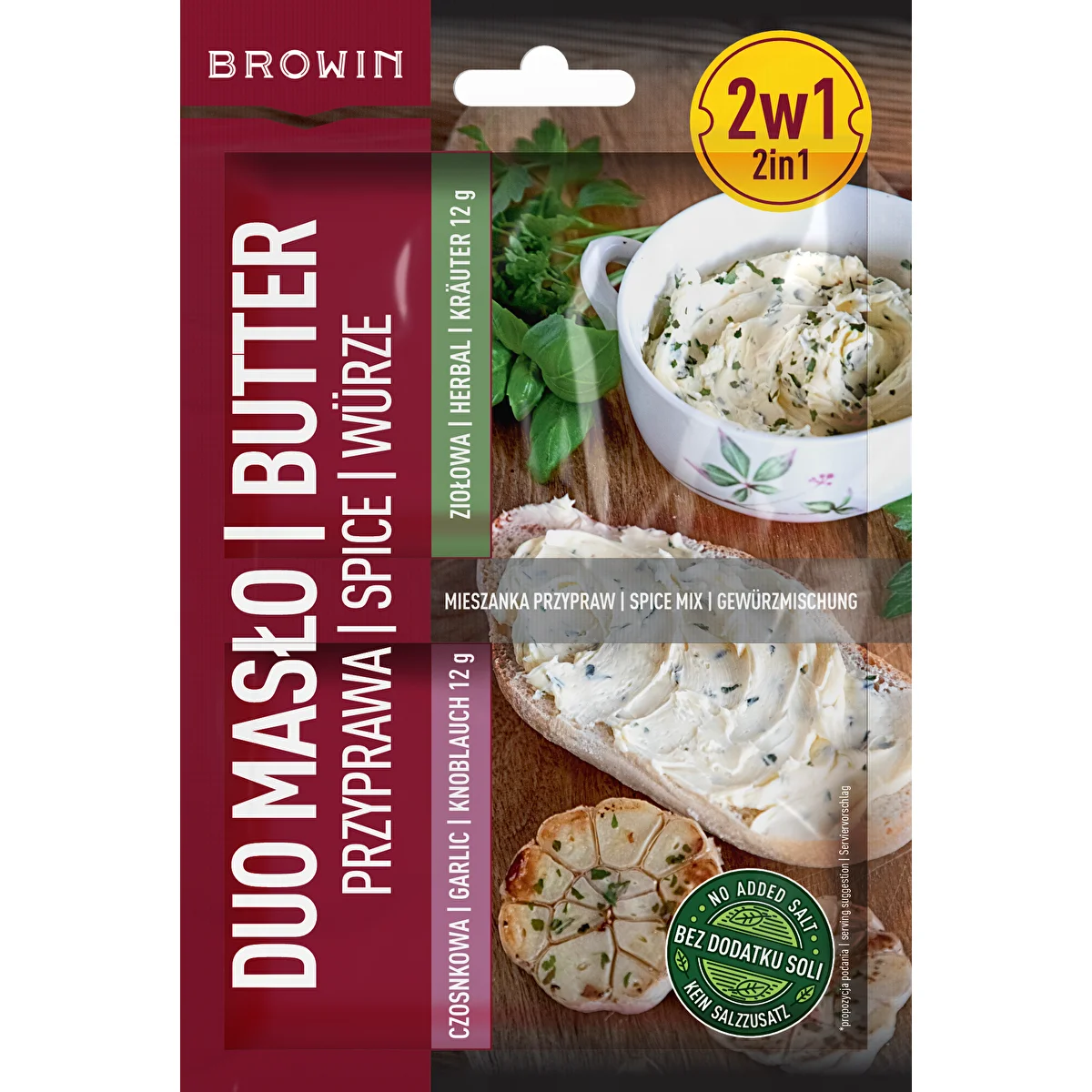 Duo Masło – Knoblauch- und Kräutergewürz 2-in-1, 2 x 12 g