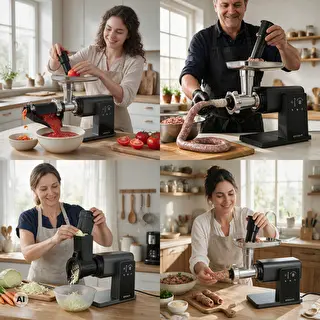 Multifunktionaler Fleischwolf – mit Touch-Bedienfeld, Schneideaufsatz und Passieraufsatz, 2000 W – photo 9