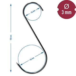Räucherhaken – S-Form, geschärft, 3 mm x 150 mm, 5 Stück – photo 6