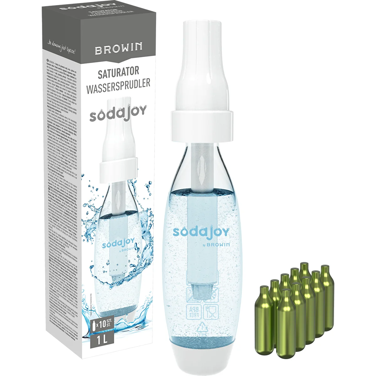 Wassersprudler für Wasser und Getränke + 10 CO2-Kartuschen