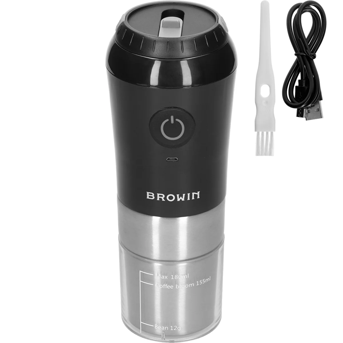 Kaffeemühle – elektrisch, mit Keramikmahlwerk, Brühaufsatz und Thermobecher