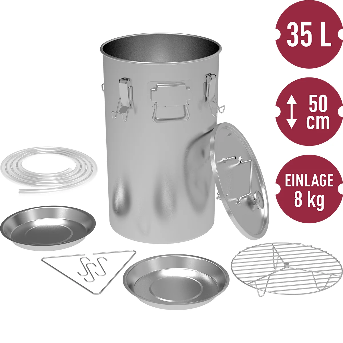 Räuchertopf für Zuhause, 35 L, für den Gasherd