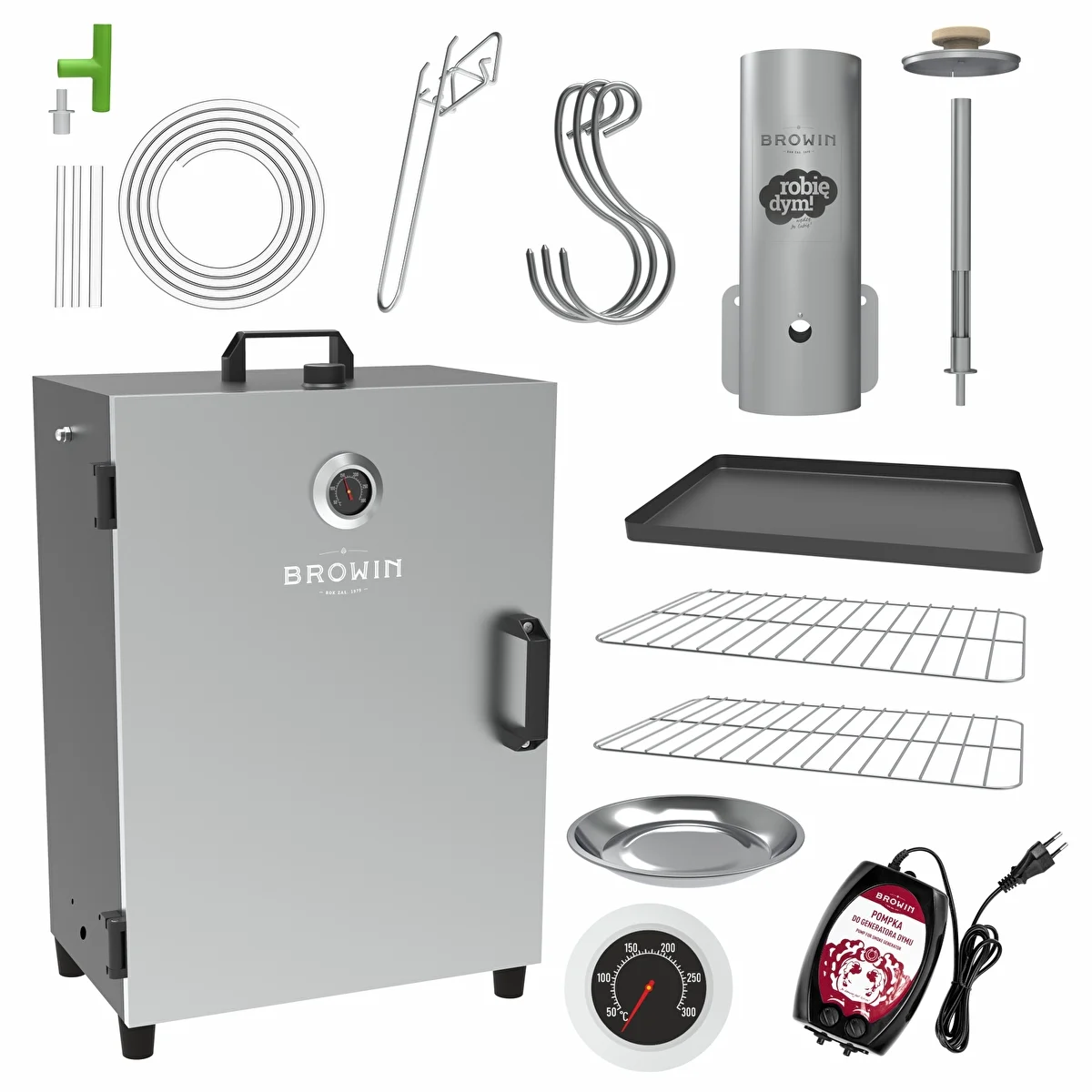 Set: Elektrischer Räucherschrank mit Rauchgenerator