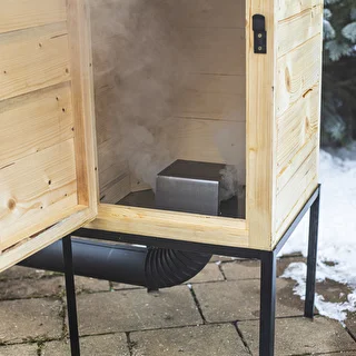 Räucherschrank aus Holz, 100 cm, mit Feuerstelle – photo 9