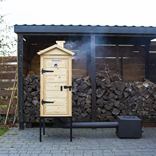 Räucherschrank aus Holz, 100 cm, mit Feuerstelle – photo 4