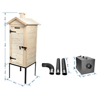 Räucherschrank aus Holz, 100 cm, mit Feuerstelle – photo 7