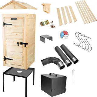Räucherschrank aus Holz, 100 cm, mit Feuerstelle