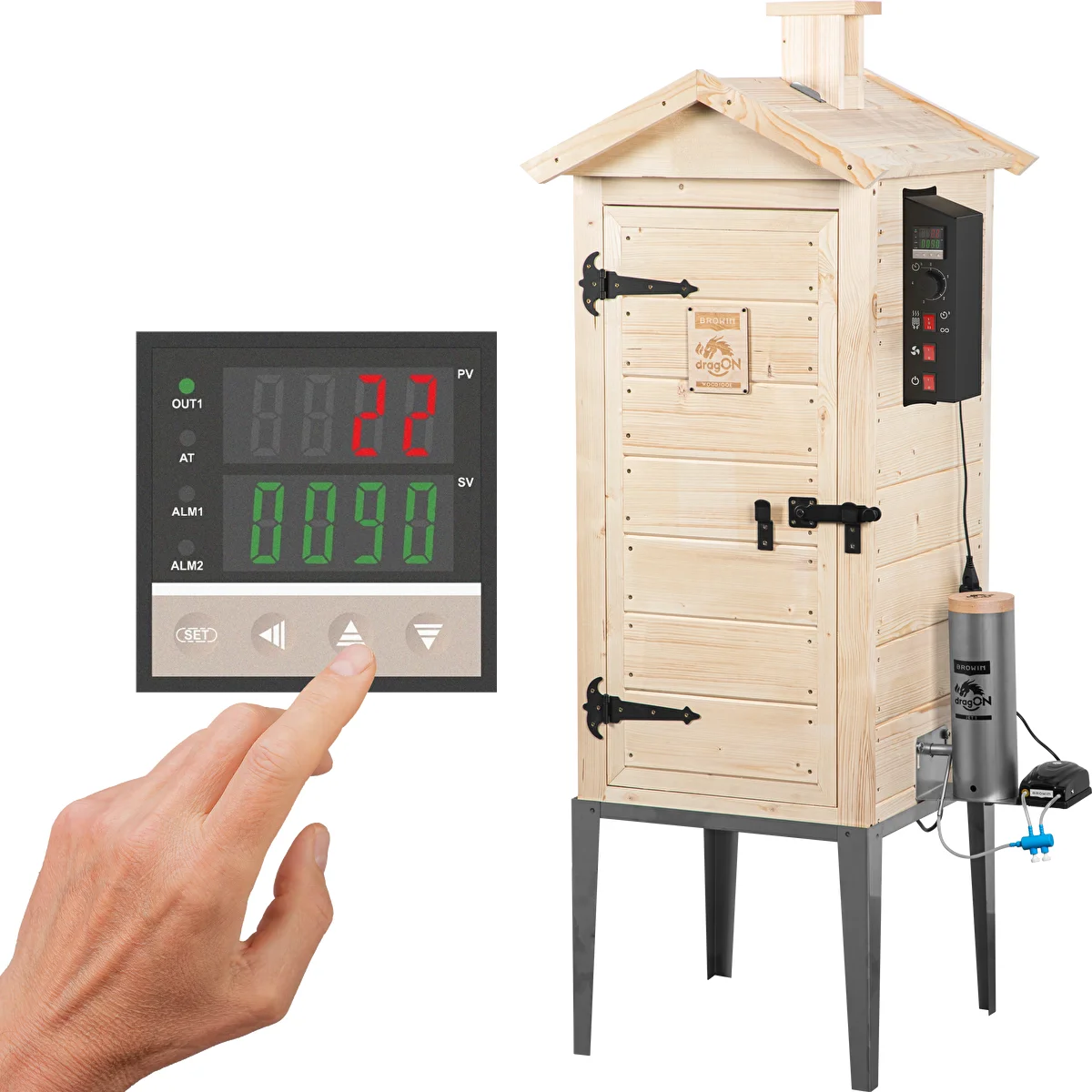 Garten-Räucherschrank aus Holz 200 L – dragON Wood 100E mit elektrischem Heizmodul und Steuerung