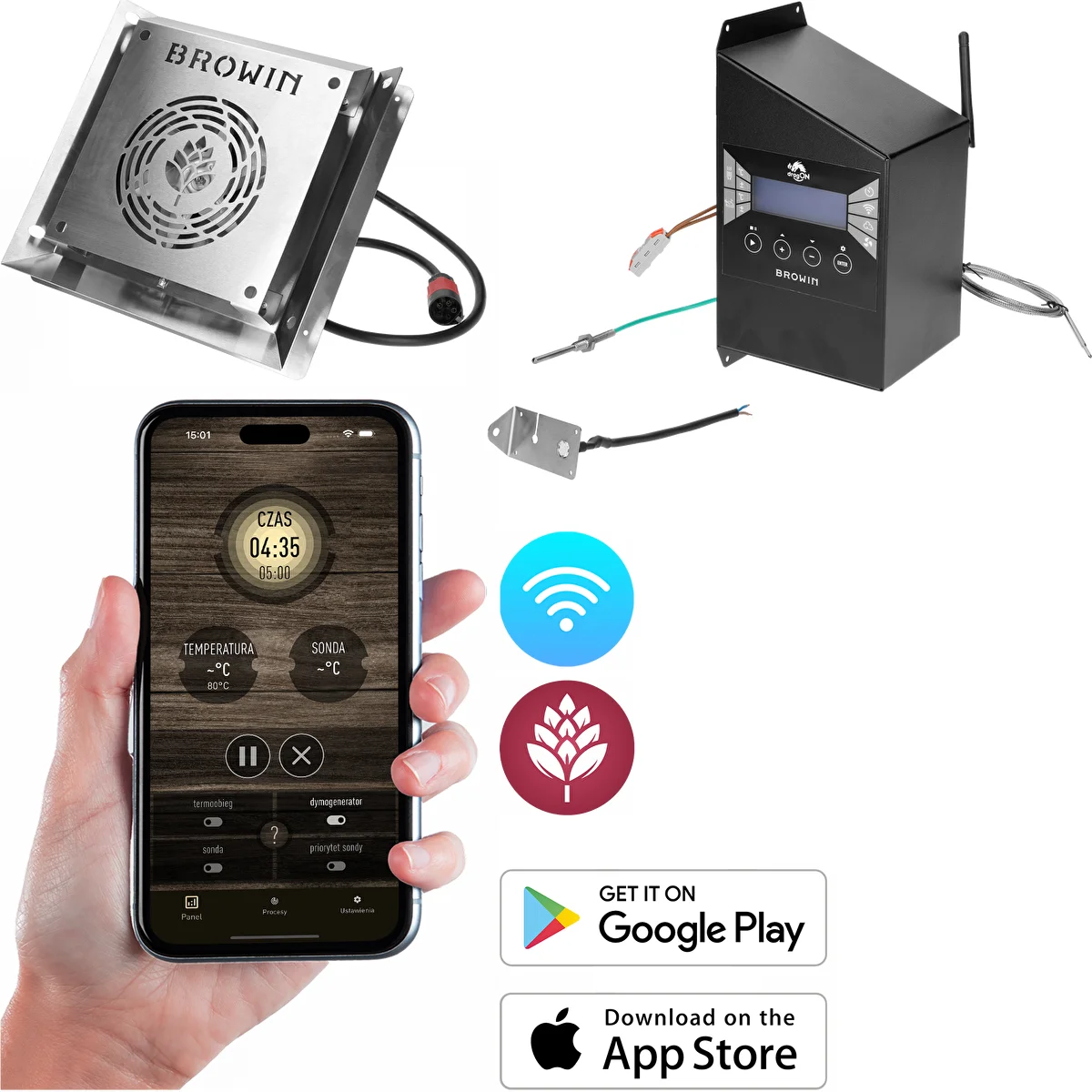 Set elektrischer Module mit Wi‑Fi‑Steuerung – dragON IQ 1,5 kW, für Gartenräucherschränke