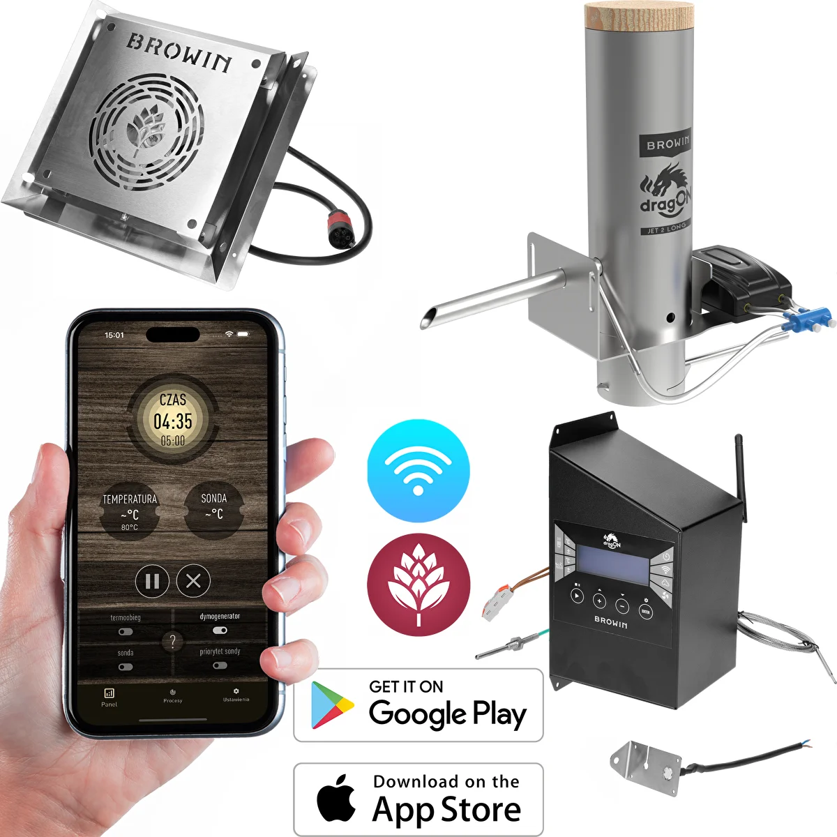 dragON Set für den Räucherschrank – IQ-Module mit WLAN und Rauchgenerator JET 2 LONG mit Aschekasten