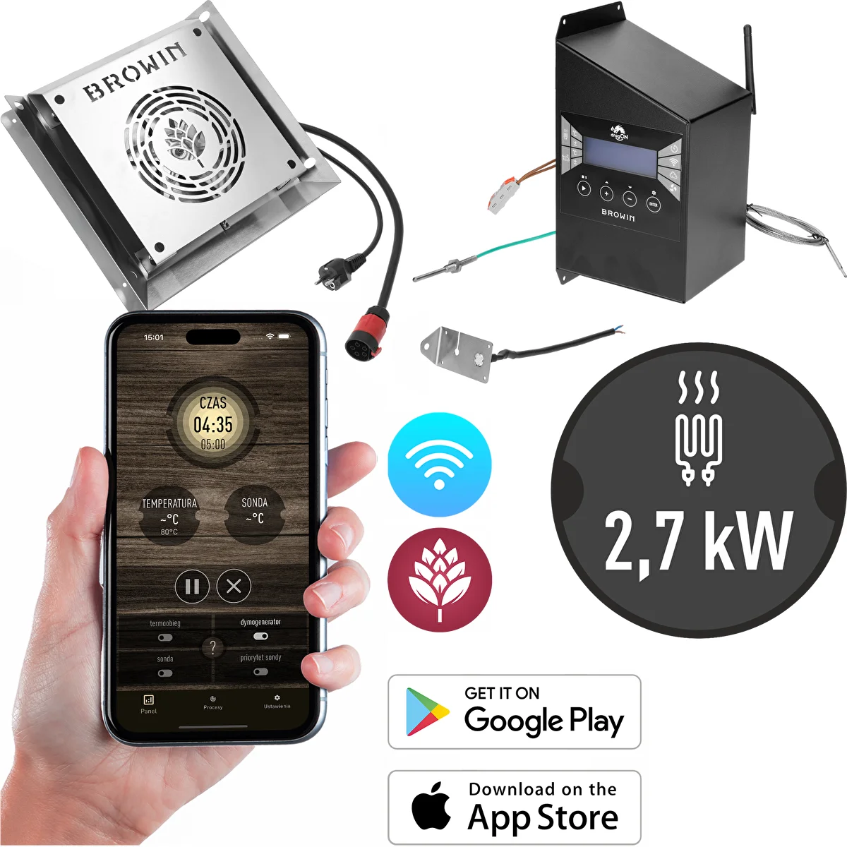 Modul-Set mit Wi-Fi-Steuerung - dragON IQ 2,7 kW, für Garten-Räucheröfen
