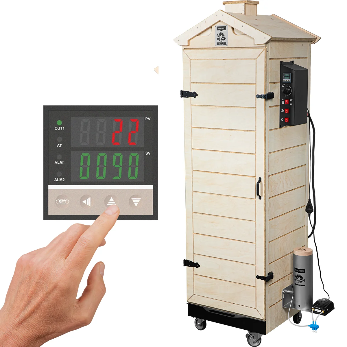 Räucherofen dragON PLYWOOD NATURE – rahmenlos, modular, mit digitaler Steuerung, 320L