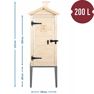 Räucherkammer aus Fichtenholz, 200 L, mit Edelstahl-Untergestell – photo 3