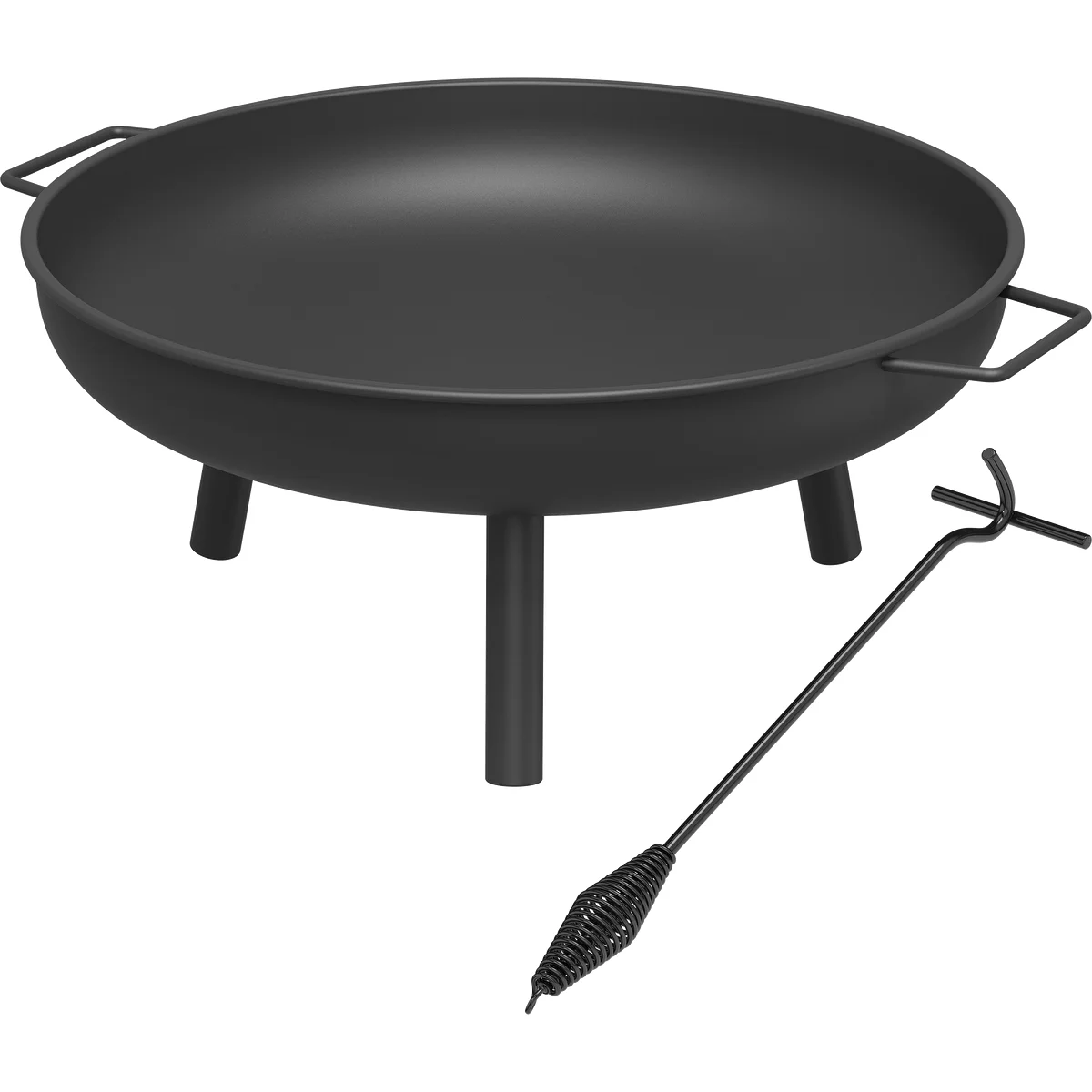 Set: Feuerstelle Ø 58 cm und Schürhaken/Deckelheber für Kessel oder Deckel eines gusseisernen Topfs