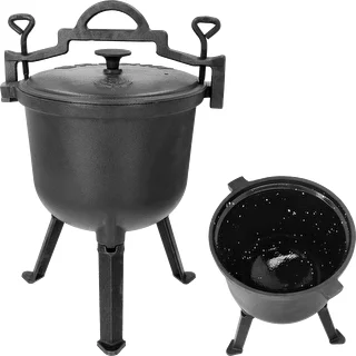 Gusseiserner Jägerkessel mit emaillierter Innenfläche, 8 l