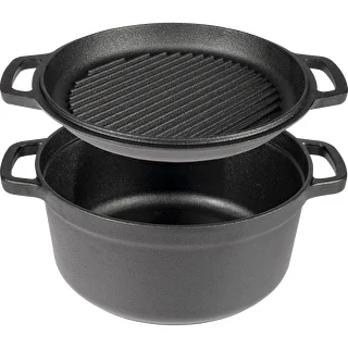 Gusseisentopf mit Pfanne, 5 L + 1 L
