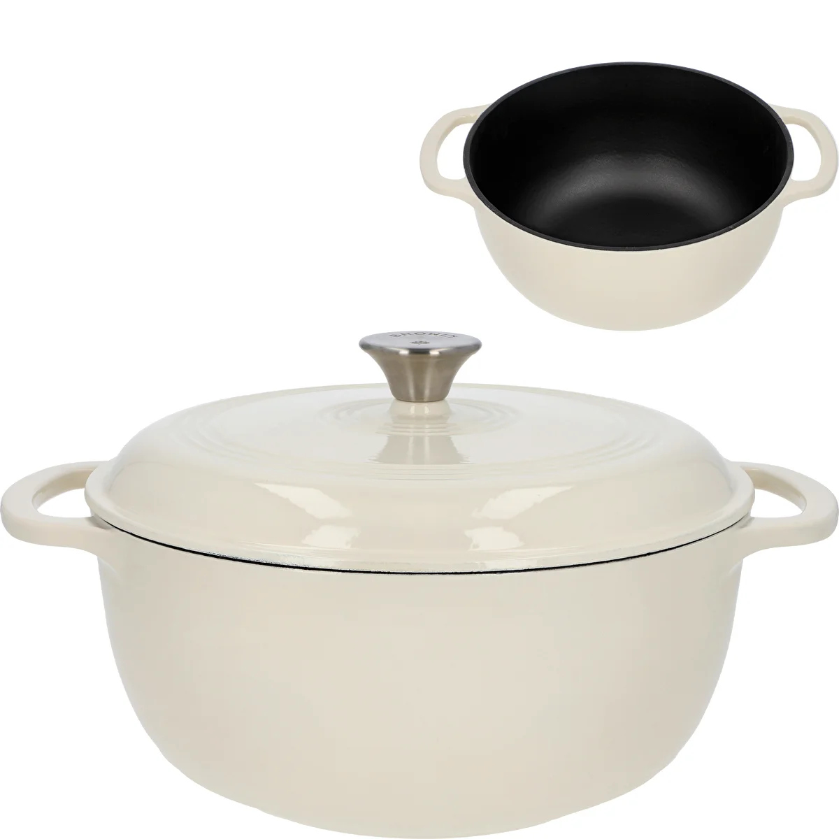Emaillierter Gusseisentopf – Ecru, 5,8 l