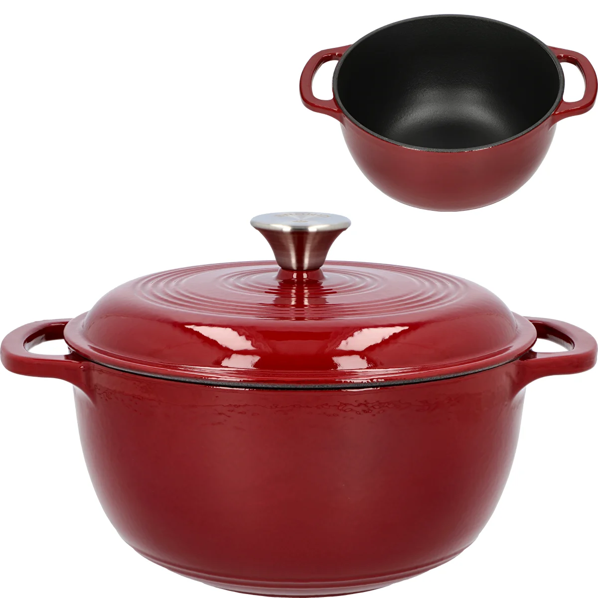 Emaillierter Gusseisentopf – bordeauxrot, 4 L