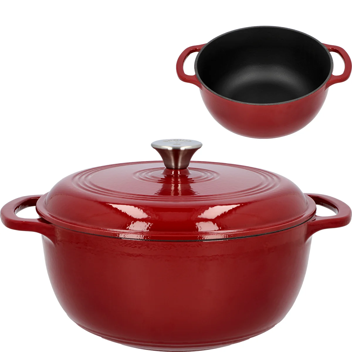 Gusseisentopf emailliert – bordeauxrot, 5,8 l