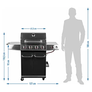 Gasgrill dragON BBQ101, 11,7 kW, schwarz-silber – photo 10