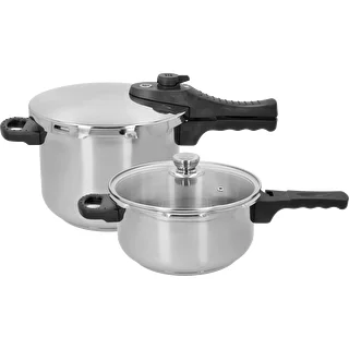 Schnellkochtopf-Set aus Edelstahl, 4 und 6 L