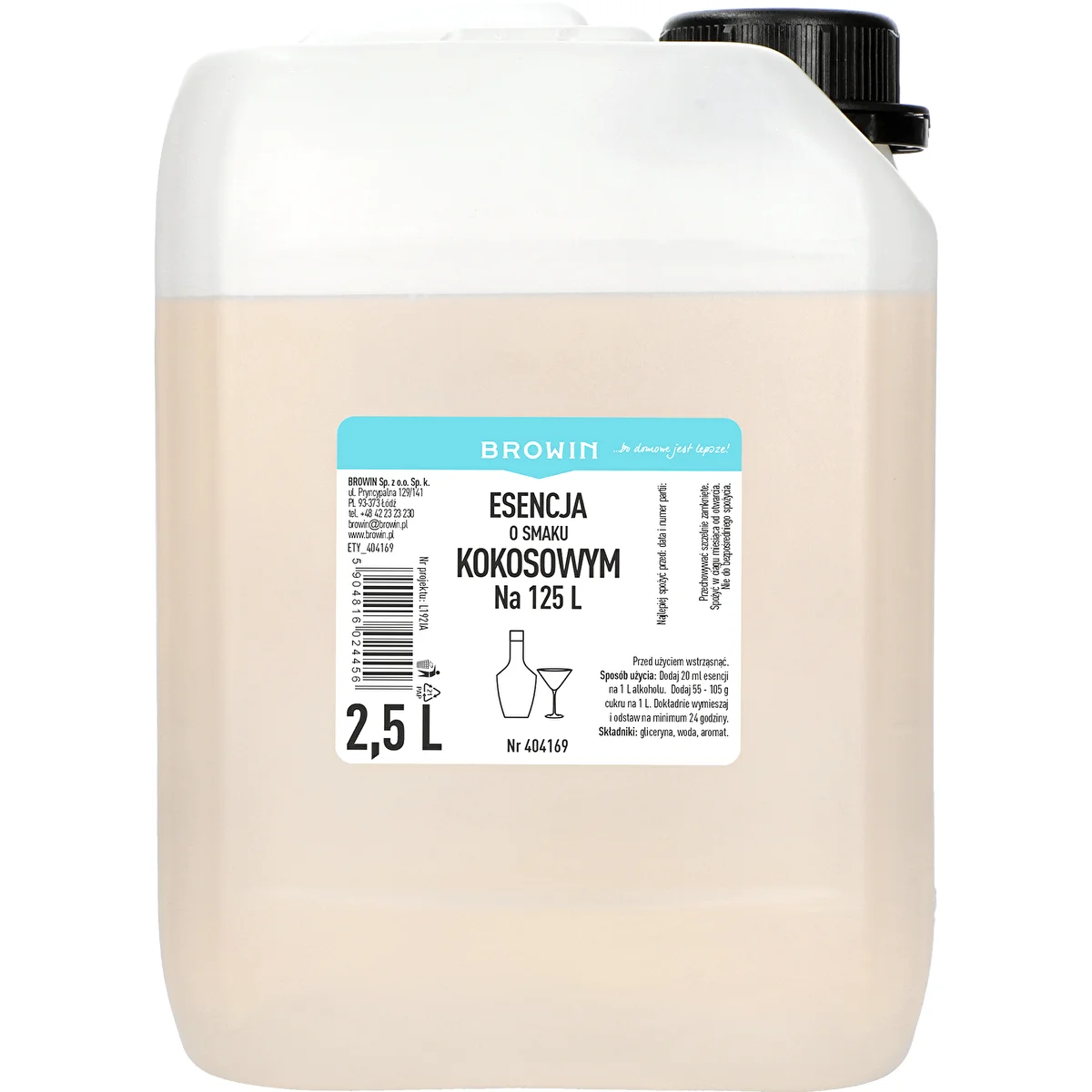 Kokos-Geschmacksessenz, 2,5 L, für 125 L fertiges Getränk