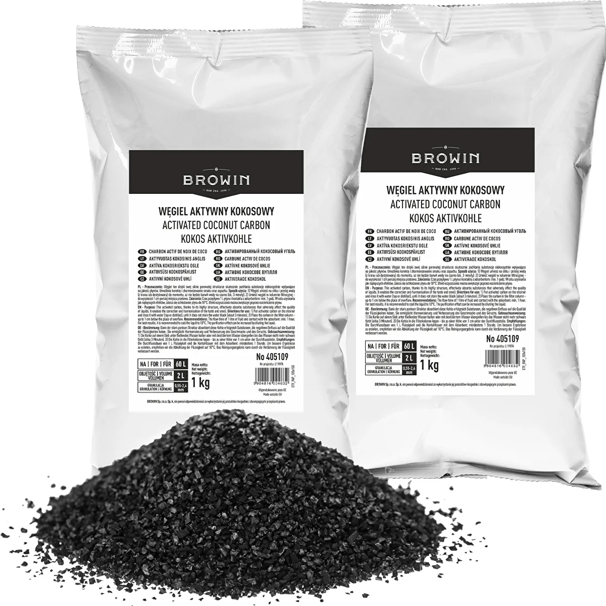 Kokos-Aktivkohle 1 kg x 2 – Set
