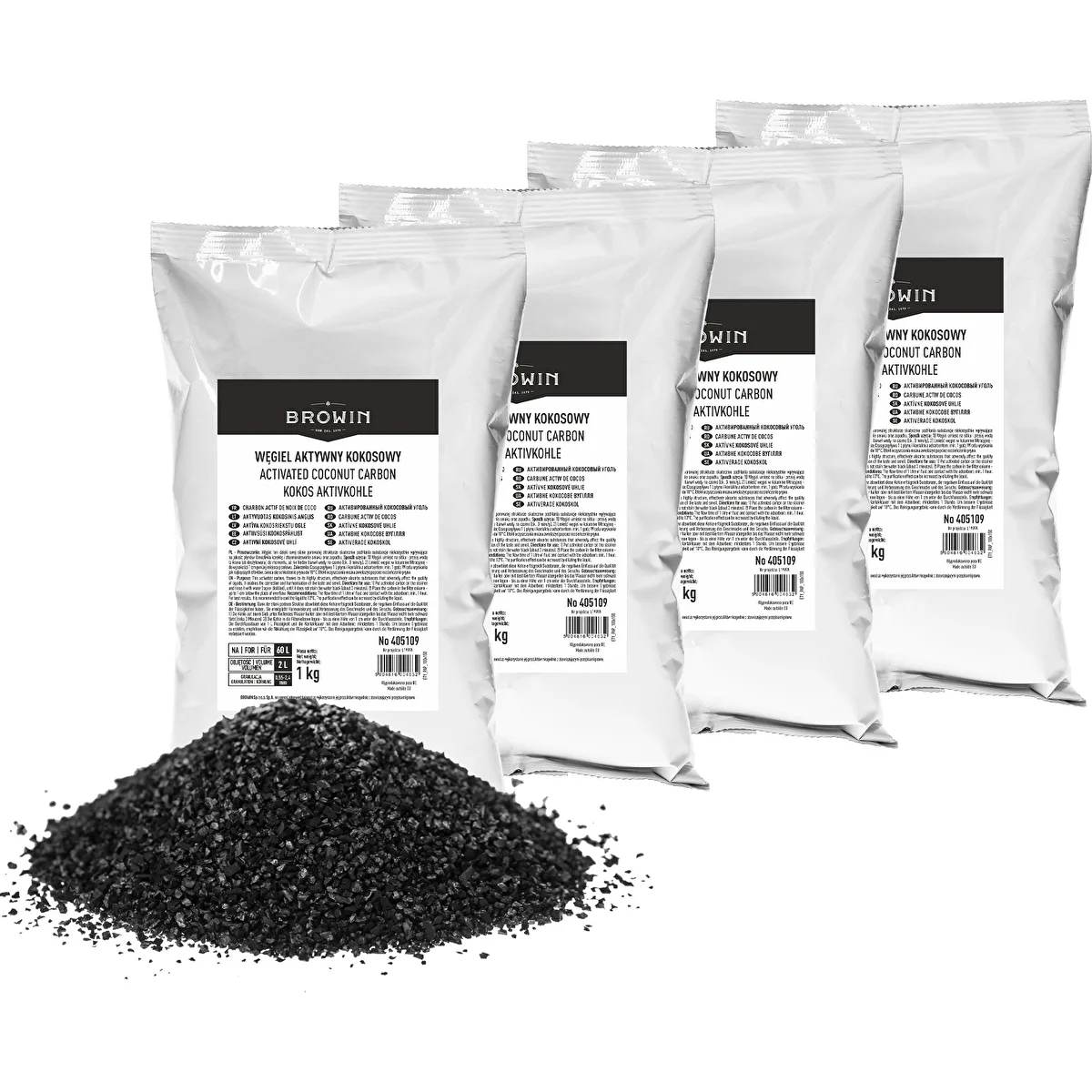 Kokos-Aktivkohle 1 kg x 4 – Set