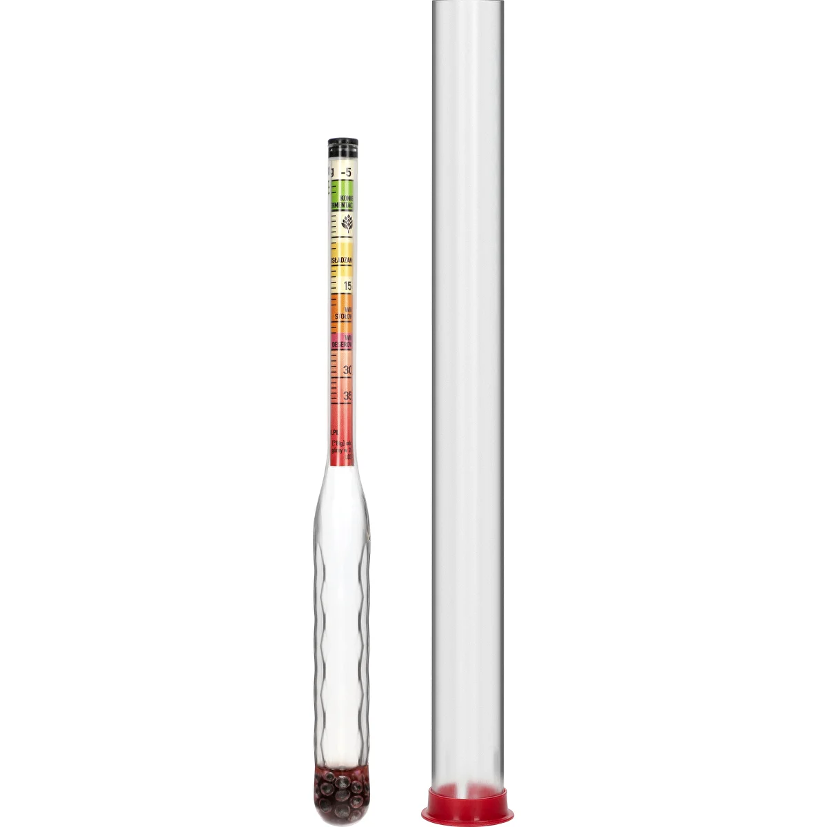 Bruchsichere Zuckerspindel mit Messzylinder, Messbereich: -5-35°Blg