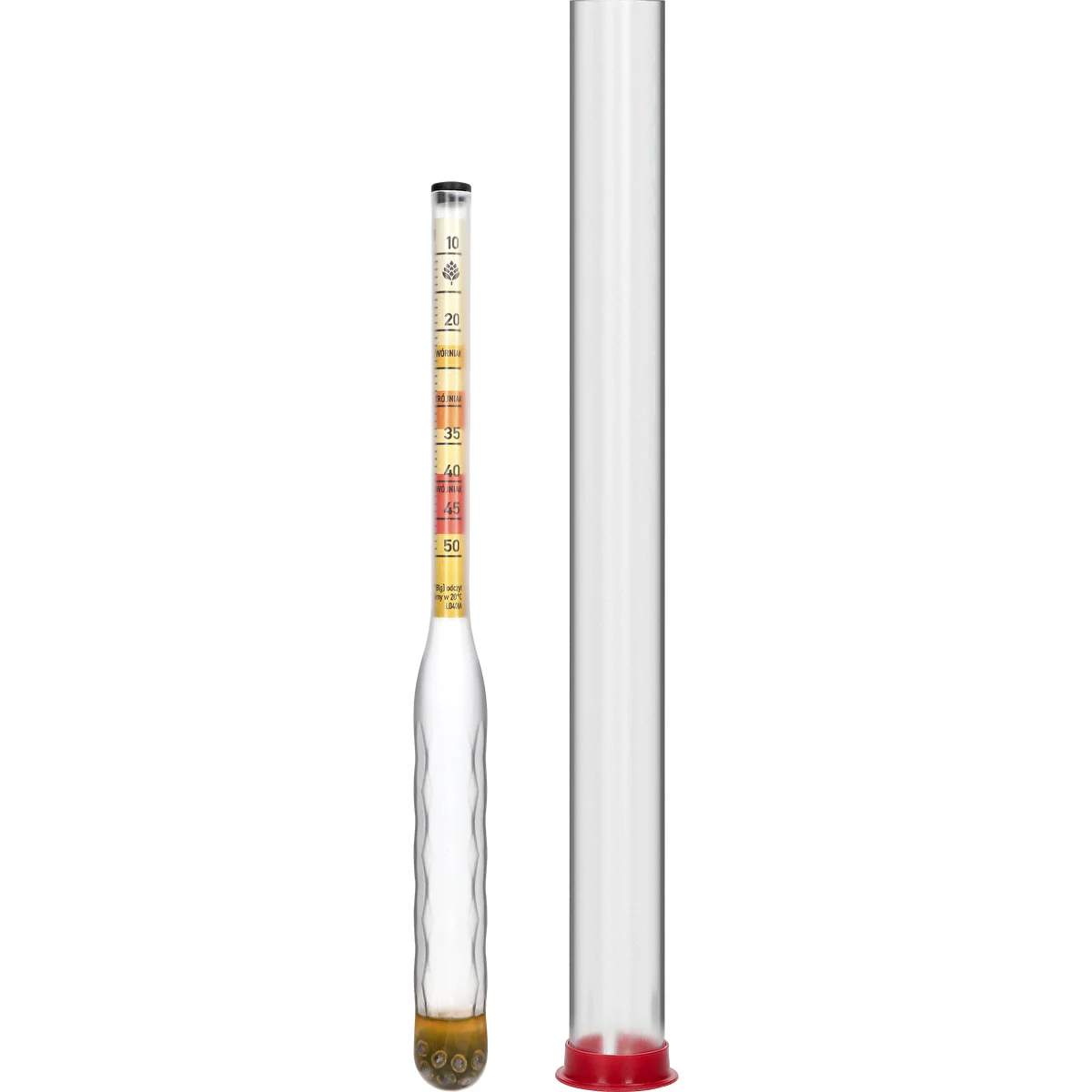 Bruchsichere Met-Spindel mit Messzylinder, Messbereich 10–50 °Blg