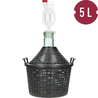 Wein-Set Basic: 5-Liter Glas-Gärballon im Kunststoffkorb, mit Stopfen und Gärrohr – photo 2