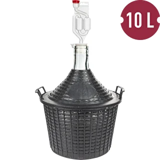 Weinballon-Set Basic: 10 L Glasballon im Kunststoffkorb, mit Korken und Gärrohr – photo 2