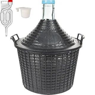 Weinballon-Set Basic: 10 L Glasballon im Kunststoffkorb, mit Korken und Gärrohr