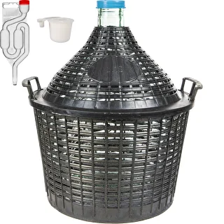 Weinbereitungs-Set Basic: 15 L Glasballon im Kunststoffkorb, mit Stopfen und Gärrohr