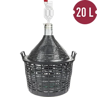 Weinset Basic: 20-L-Glasballon im Kunststoffkorb, mit Stopfen und Gärrohr – photo 2