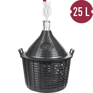 Weinset Basic: Glas-Gärballon 25 L im Kunststoffkorb, mit Stopfen und Gärrohr – photo 2
