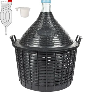 Weinset Basic: Glas-Gärballon 25 L im Kunststoffkorb, mit Stopfen und Gärrohr