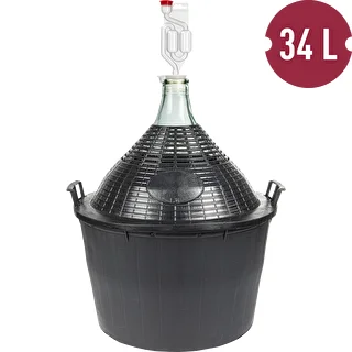 Wein-Set Basic: Glasballon 34 L im Kunststoffkorb, mit Stopfen und Gärrohr – photo 2