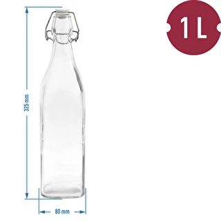 1-Liter-Flasche mit luftdichtem Bügelverschluss – quadratisch – photo 2