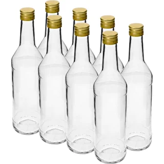 500-ml-Vodkaflasche, gerade Form, mit Schraubverschlüssen – 8 Stück – photo 1