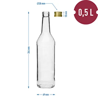 500-ml-Vodkaflasche, gerade Form, mit Schraubverschlüssen – 8 Stück – photo 7