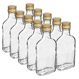 Flachmannflasche für Liköre mit Schraubverschluss, 200 ml – 10 Stück