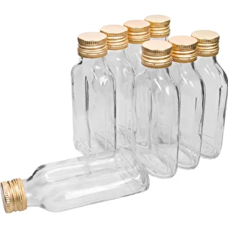 Likörflasche in Flachmannform 100 ml + Schraubverschluss, 8 Stück