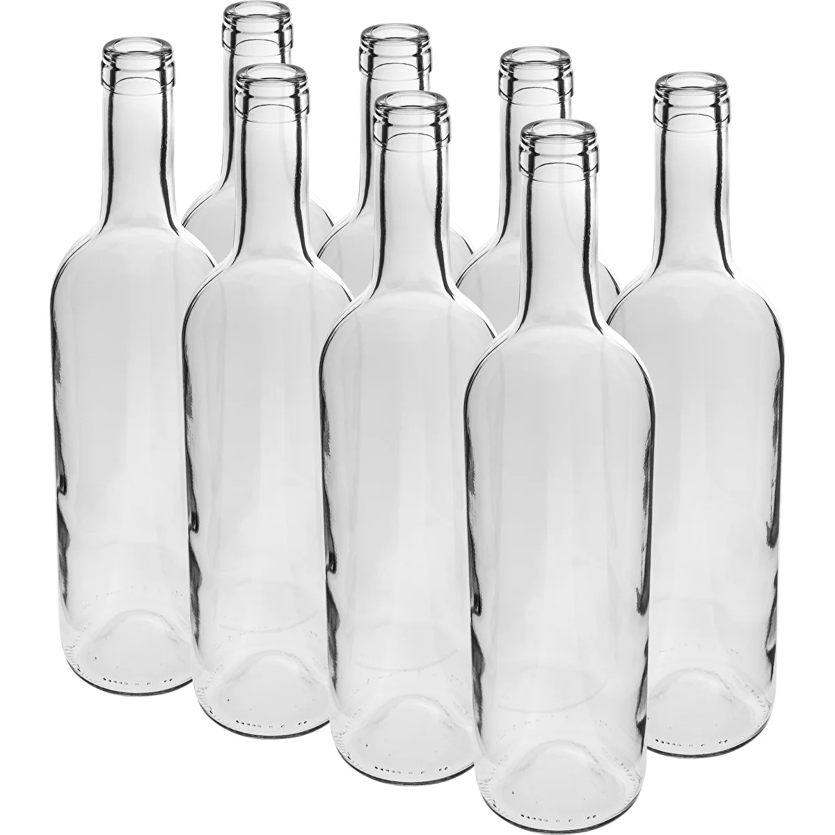 Weißglas-Weinflasche 0,75 l - Schrumpfpack 8 Stück