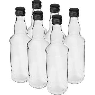 6er-Set 500-ml-Wodkaflaschen mit schwarzem Schraubverschluss – photo 1