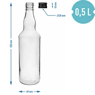 6er-Set 500-ml-Wodkaflaschen mit schwarzem Schraubverschluss – photo 5