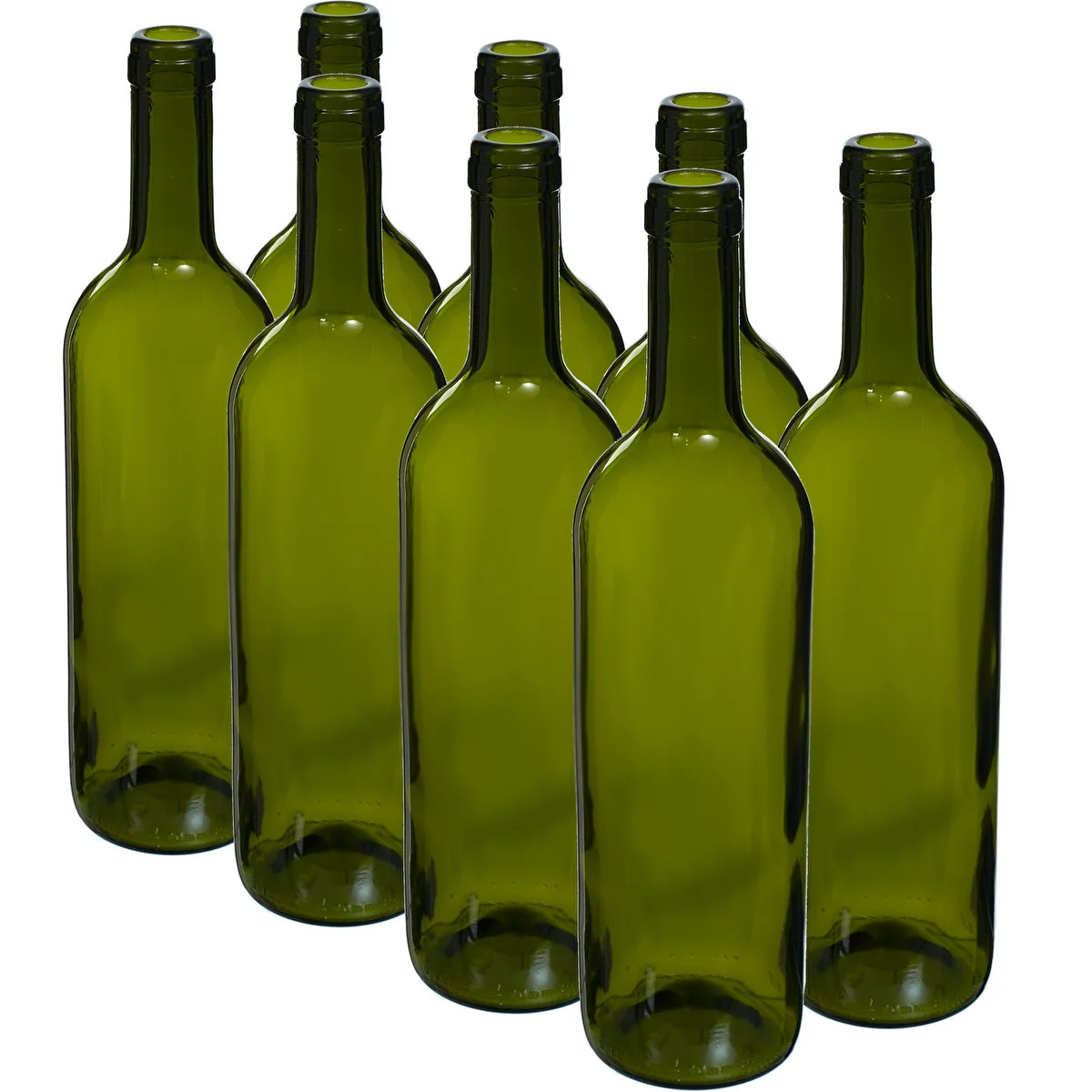 Olivgrüne Weinflasche 0,75 L - 8er-Pack